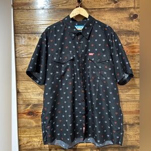Men’s Dixxon Short Sleeve 2XL Black Button Shirt